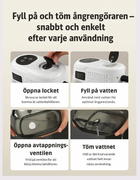 Högtempererad handhållen ångrengörare för luftkonditionering, köksfläkt, bil, golv och mycket mer